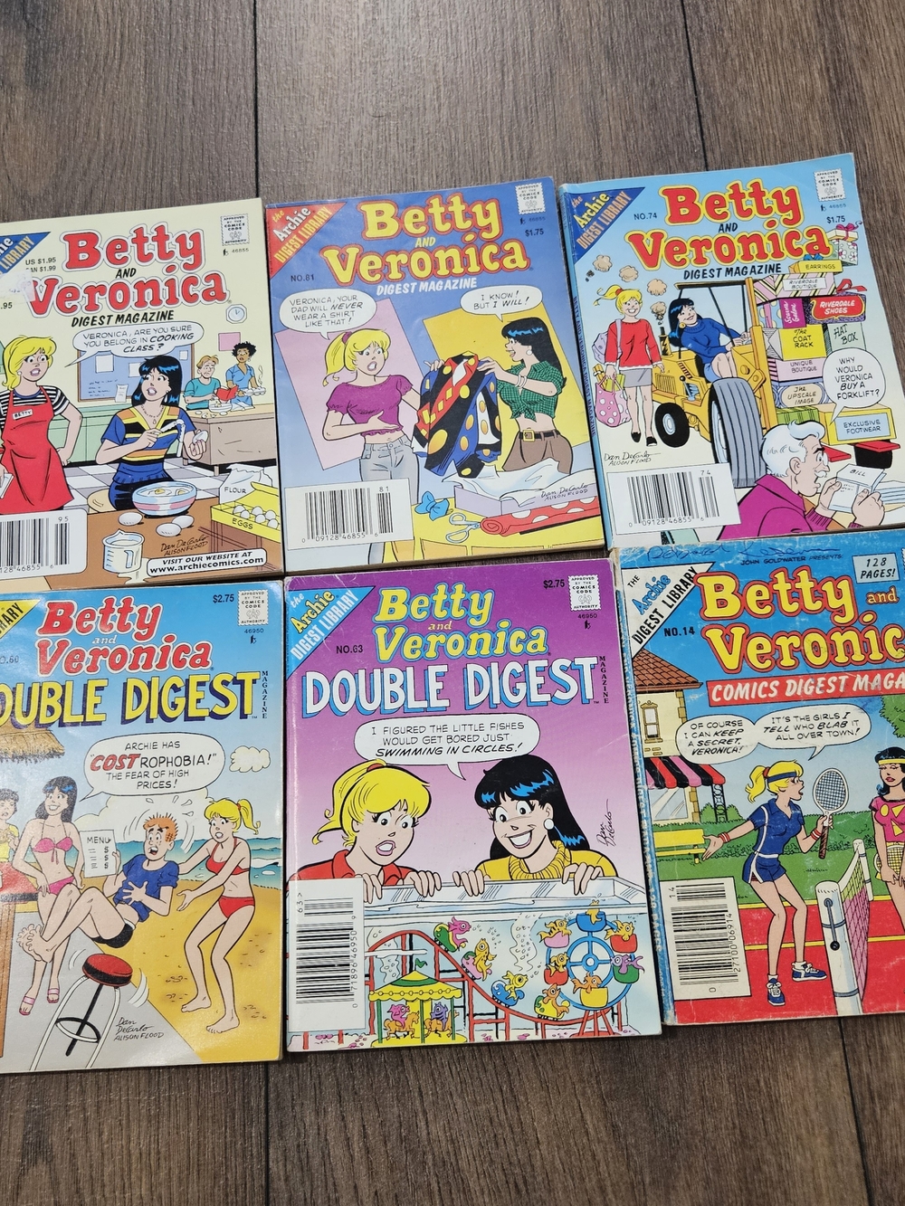 Lot of Six Betty and Veronica Digest Magazine and Double Digest